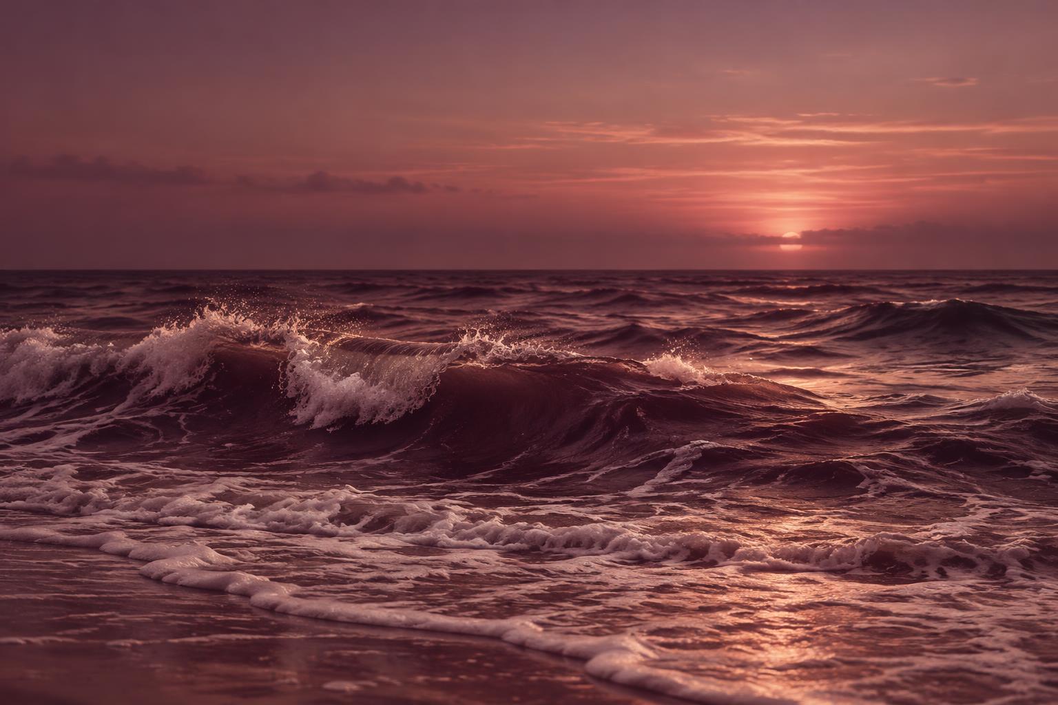 Rolling ocean waves in the Anokhi plum twilight palette